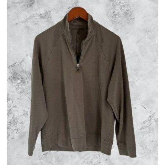 Lululemon Mens Brown 1/4 Zip Pullover Sweatshirt With Raglan Sleeves & High Coll - Picture 1 of 7